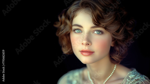 A young cheerful woman looks at the photographer and smiles.