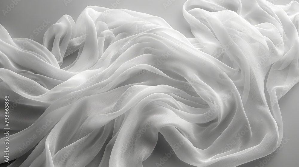 Graceful Waves Of White Silk On A Grey Backdrop
