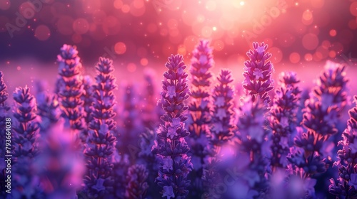 Close-up View of Lavender Blooms in Full Blossom Generative AI