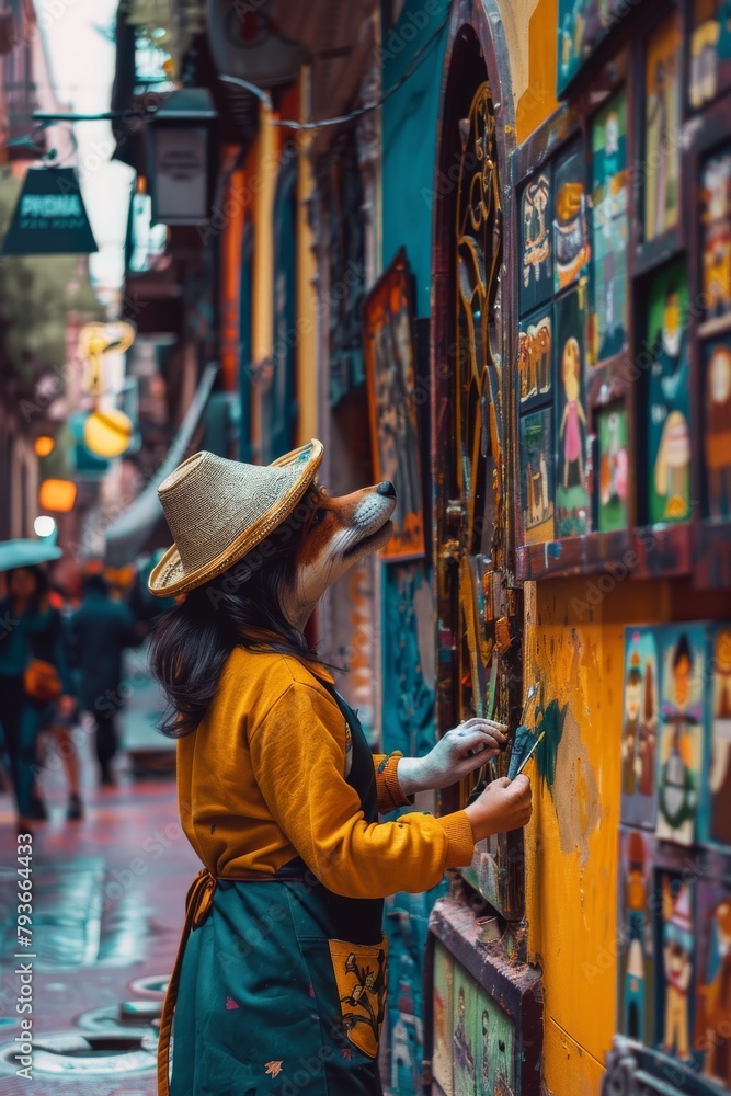 Obraz premium Artist painting colorful street murals