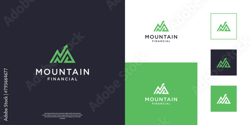 Abstract mountain with letter M logo design. Symbol for accounting, financial, planing logo vector illustration.