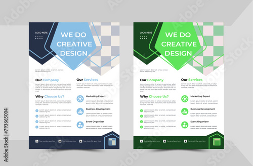a bundle of 2 templates of different colors a4 flyer design, modern business flyer template, abstract business flyer and creative design, editable vector template design