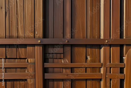 Detail of a wooden wall with a linear relief and texture Generator AI 