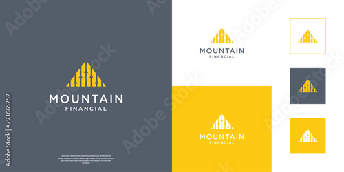 Investment financial logo with abstract mountain and arrow logo design.