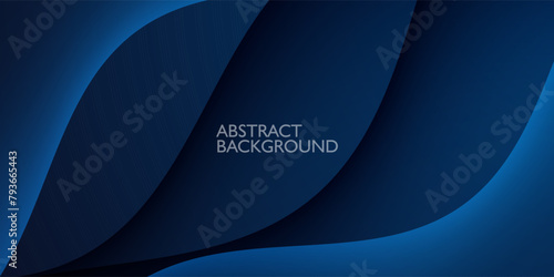 Abstract dark blue luxury background with wave geometric graphic pattern elements for poster, flyer, digital board and concept design. Eps10 vector photo