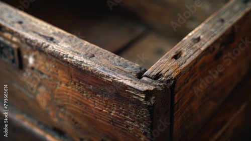 Details of a wooden box to evoke curiosity and unexpectedness photo