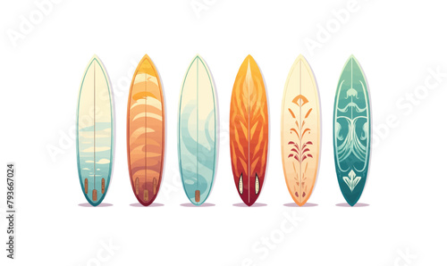 surfboard set vector flat minimalistic isolated illustration