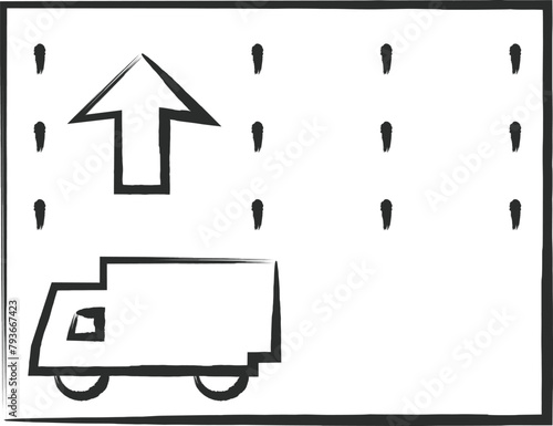 シンプルな標識の筆書き単品イラスト　特定の種類の車両の通行区分