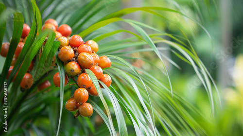 Areca catechu or betel nut is colorful in the garden. photo