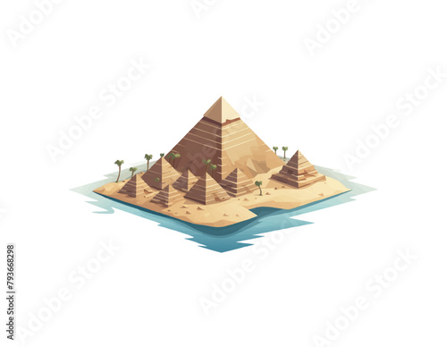 Pyramids of Giza isometric vector flat isolated illustratio