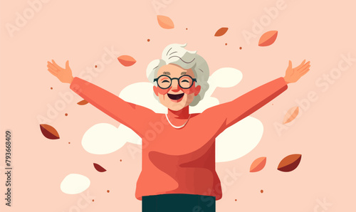 happy old woman vector flat minimalistic isolated illustration