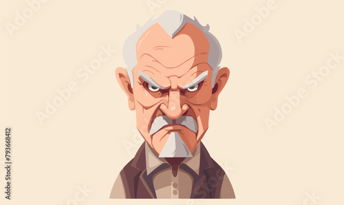 Angry old man isolated vector style on isolated background illustration -