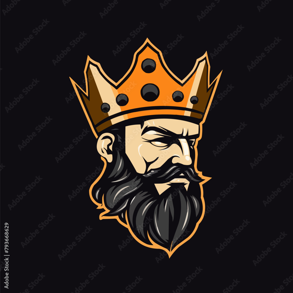 Artistic Ancient King Crown with Beard and Mustache Face logo design vector Artistic Ancient King Crown with Beard and Mustache Face logo design vector