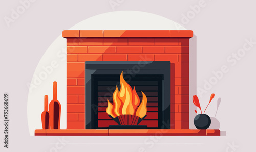 modern fireplace vector flat minimalistic isolated vector style illustration