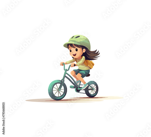 kid riding bicycle vector flat minimalistic isolated illustration