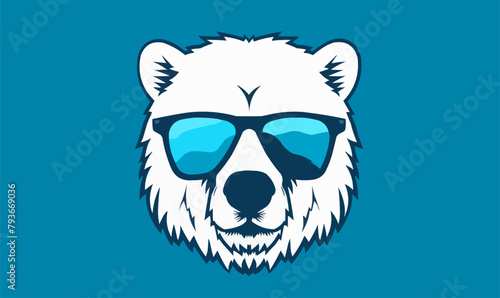 polar bear logo design cool sunglass vector