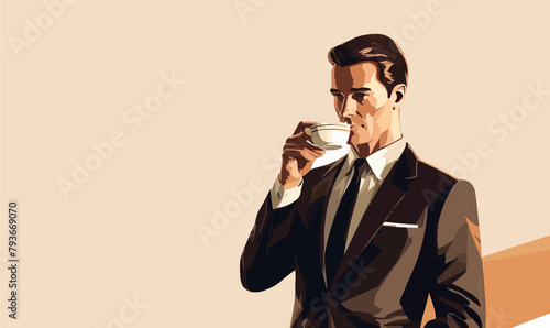 business suit using laptop vector flat isolated illustratio
