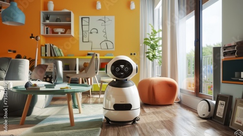 A quirky interpretation of a smart home filled with charming robotic helpers and gadgets  AI generated illustration photo