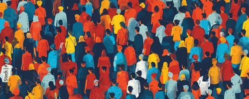 crowd isometric vector flat minimalistic isolated illustration