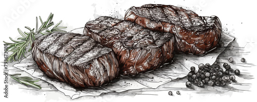 Steak beef hand drawn sketch Latin American food Restaurant business concept.Vector