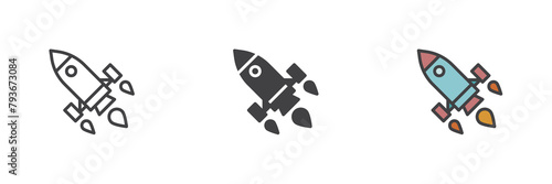Rocket launch different style icon set