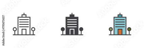 Office building different style icon set