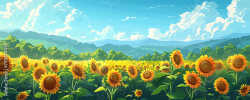 Sunflowers. Cartoon vector illustration