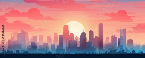 sunrise city vector flat minimalistic isolated illustration © Viacheslav