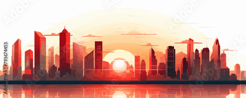 sunrise city vector flat minimalistic isolated illustration