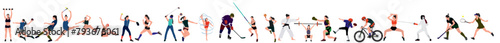 Big set of sports people. Sportswoman collection. Sport people on white background. Realistic vector illustration.