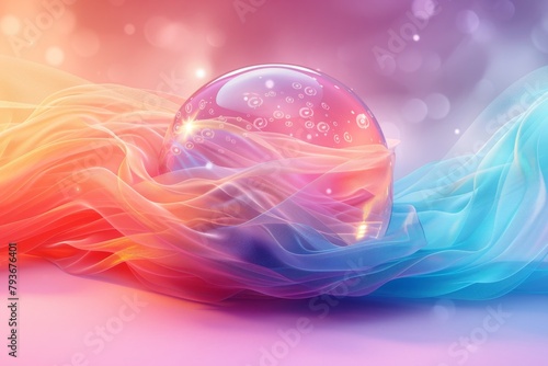 Ethereal abstract bubble and flowing silk background