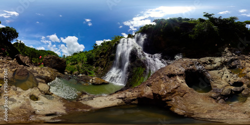 Waterfall in the mountains. Balea Falls. Negros  Philippines. 360 panorama.