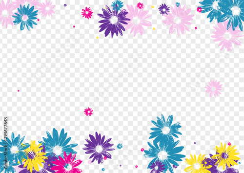Pink Leaf Background Transparent Vector. Petal Sweet Print. Yellow Gerbera Doodle. Wild Textile. Repeat Green Floral.