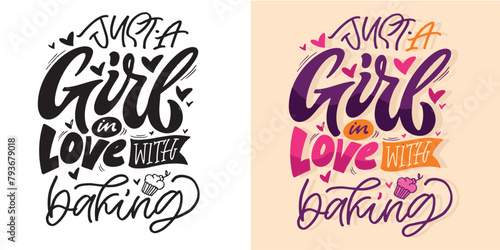 Cute hand drawn doodle lettering quote about cooking. 100% vector
