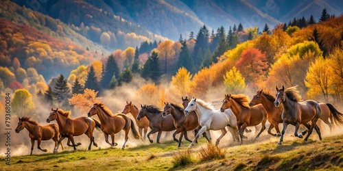 herd-of-horses-running-on-a-mountain-during-autumn