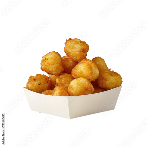 Crispy Tater Tots in a Box on Transparent Background, Golden Fried Snack