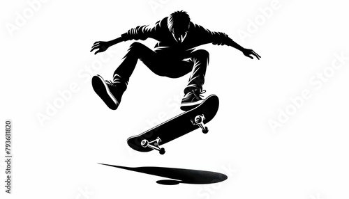 Boy having fun playing skateboard 