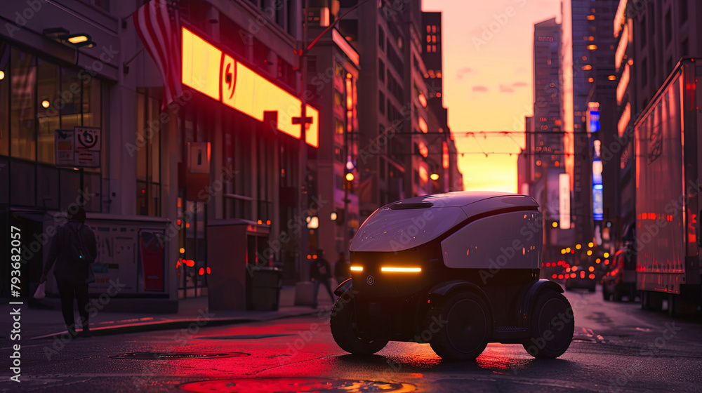Technology development, a robot delivering food on the street during a pandemic
Technology development, a robot delivering food on the street during a pandemic