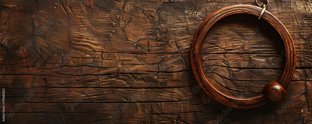 Wooden slingshot  on wooden background
