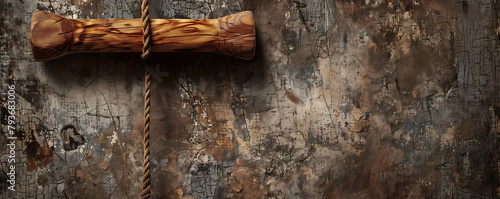 Wooden slingshot on wooden background