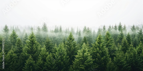 dense pinetree forest with white sky photo