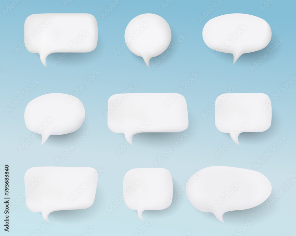 Set of white speech bubbles with 3D effect Set of white speech bubbles with 3D effect