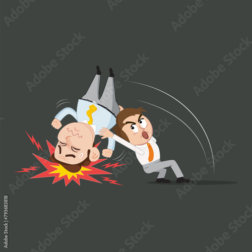 Two men fighting. Flat, Vector, Illustration, Cartoon, EPS10.