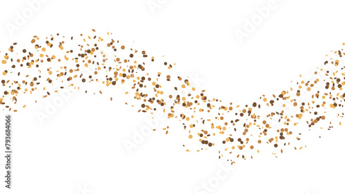 Golden coins confetti. Gold coin dust flying on transparent background.