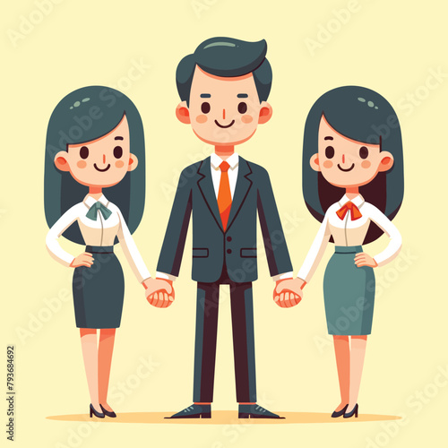 illustration of a boss and personal secretary holding hands