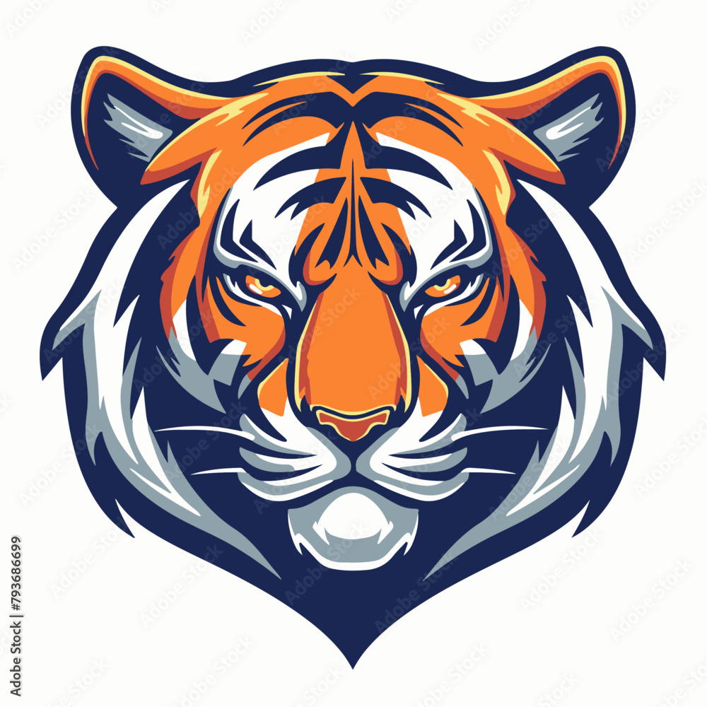 Obraz premium Tiger Mascot for Esports Team Logo Flat Color Vector Illustration