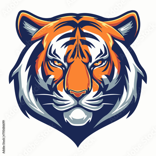 Tiger Mascot for Esports Team Logo Flat Color Vector Illustration