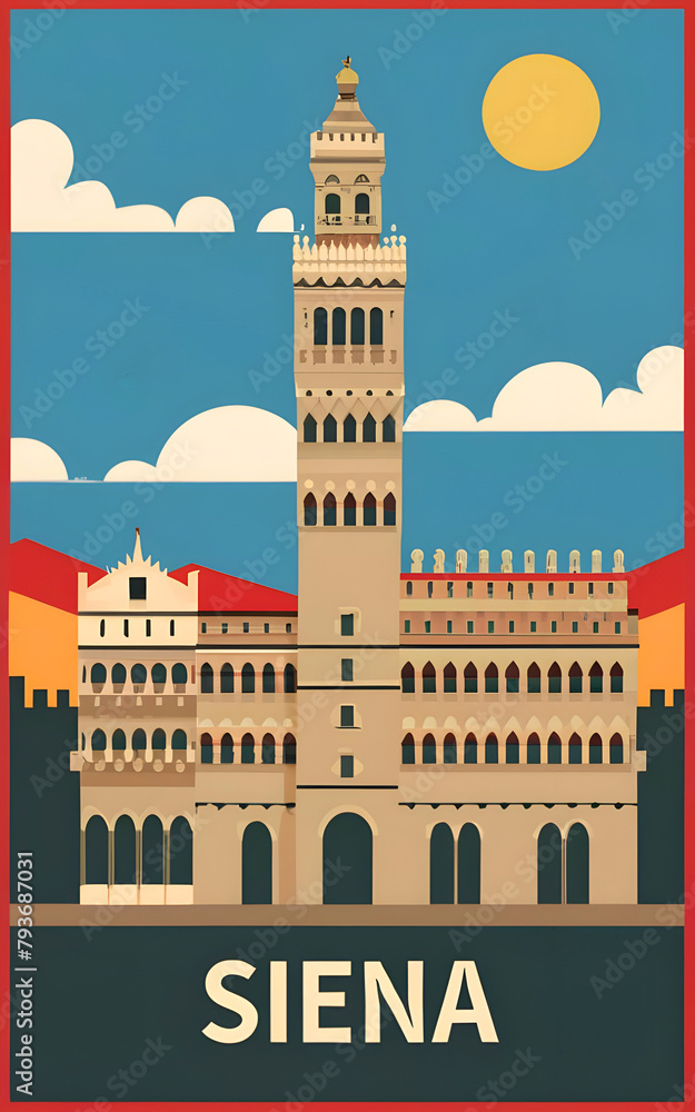 Fototapeta premium Vintage Siena Poster Design | Italy