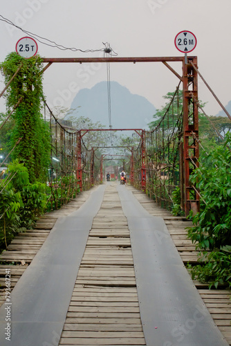 Suspension bridge in Vang Vieng in Laos