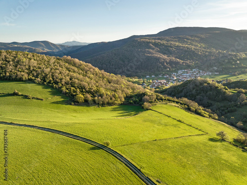 Garralda. Aezkoa Valley. Navarrese Pyrenees. Aerial view photo